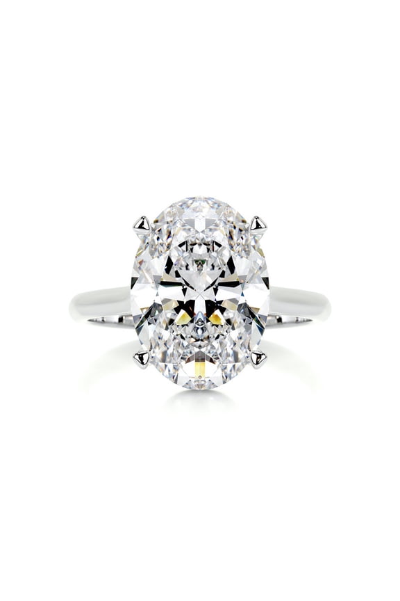 14K White Gold Plated Moissanite - Solitaire Moissanite Ring - Oval Cut Excellent 2.2 Ct Moissanite Ring For Women's - Solo Stone Moissanite Ring for Her - Moissanite Ring for Women's