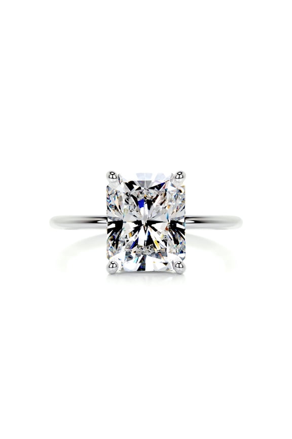 14K White Gold Plated Ring - Excellent 2 Ct Radiant Cut Moissanite Ring - Moissanite Ring for Her - Solo Stone Moissanite Ring for Her - Solitaire Moissanite Ring for Her - Gift for Her