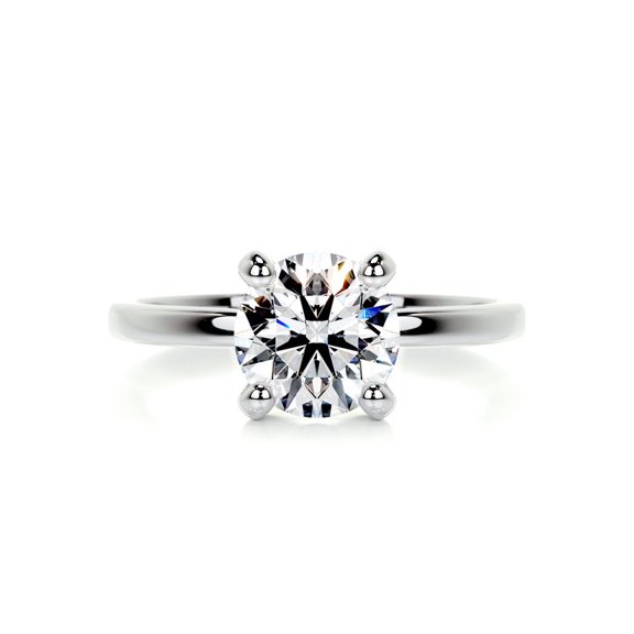 Alor Jewel 14K White Gold Plated Ring - Round Cut Brilliant 1.8 Ct Moissanite Ring For Women's - Solitaire Moissanite Ring - Solo Stone Moissanite Ring for Her - Moissanite Ring for Ring for Her