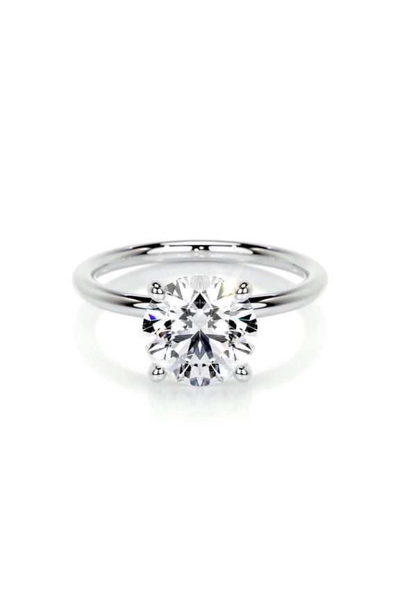 14K White Gold Plated Ring - Solitaire Moissanite Ring - Round Cut Brilliant 1.8 Ct Moissanite Ring For Women's - Solo Stone Moissanite Ring for Her - Moissanite Ring for Ring for Her