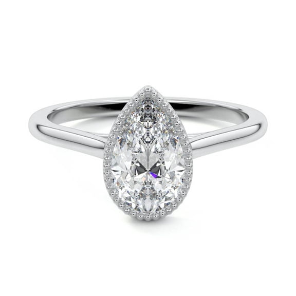 Alor Jewel 14K White Gold Plated Wedding Ring - Pear Cut 1.9 Ct Moissanite Anniversary Ring - Bezel Set Moissanite Engagement Ring - Moissanite Wedding Anniversary Gifts - Bridal Ring