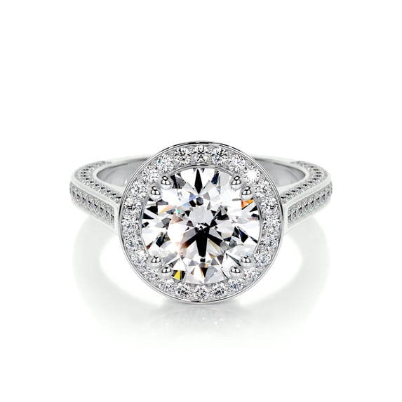 Alor Jewel 2.1 Ct E-F/VVS1 Cushion Cut Moissanite Ring for Women's - 14K White Gold Plated Ring for Women's - Halo Moissanite Ring for Women's - Eternity Moissanite Ring for Her