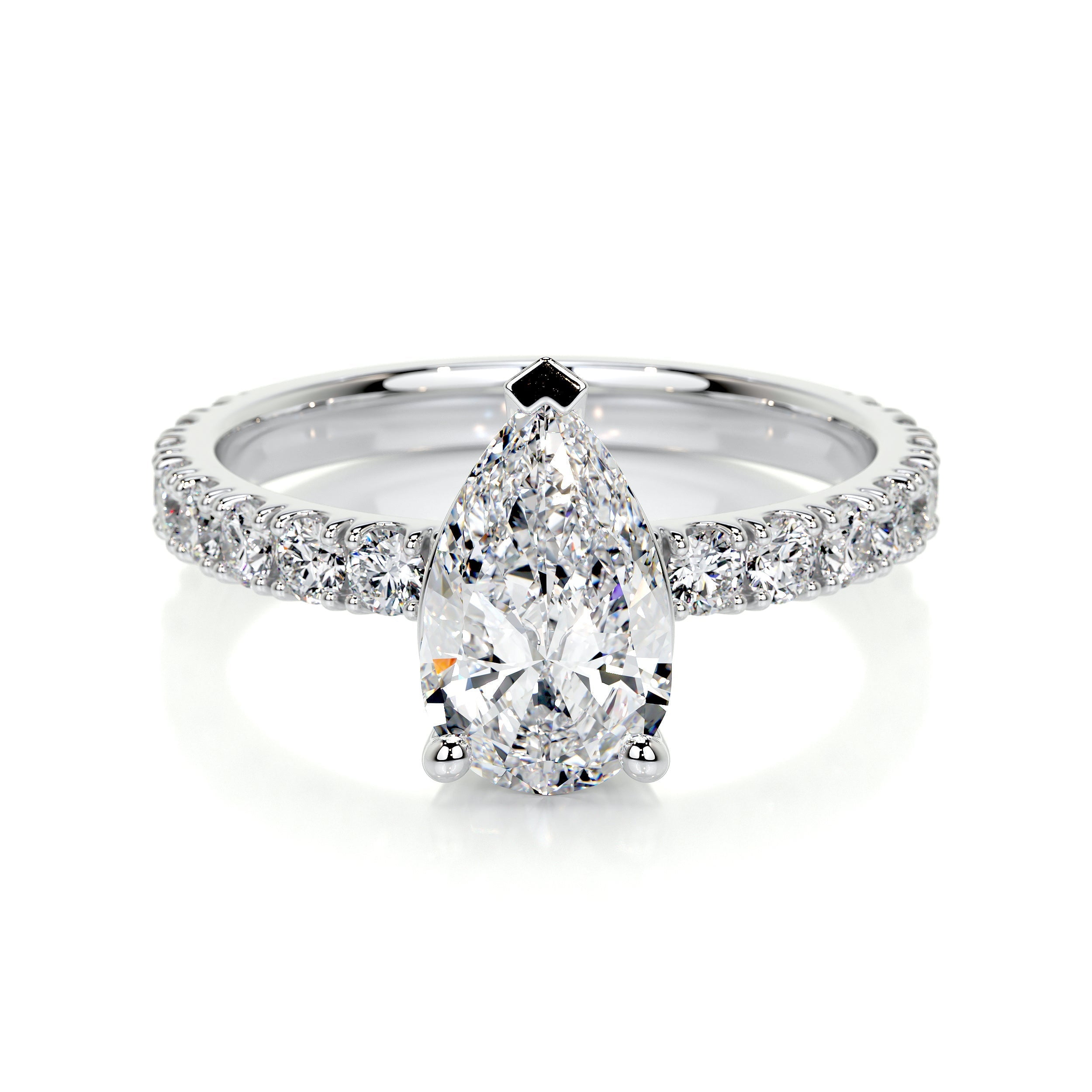 Alor Jewel 2.1 Ct E-F/VVS1 Pear Cut Moissanite Ring for Her - 14K White ...