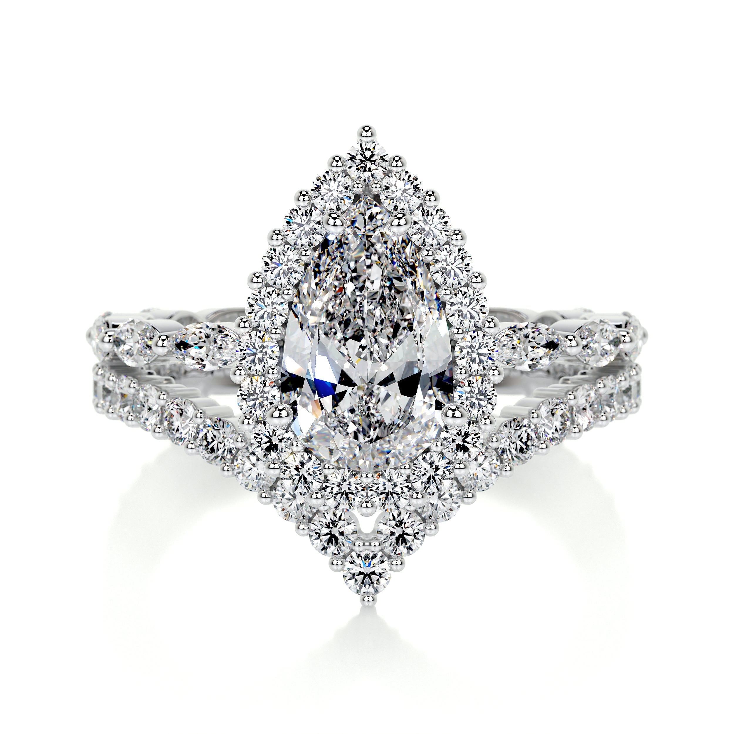 Alor Jewel 2.1 Ct E-F/VVS1 Pear Cut Moissanite Rings for Women's - 14K ...
