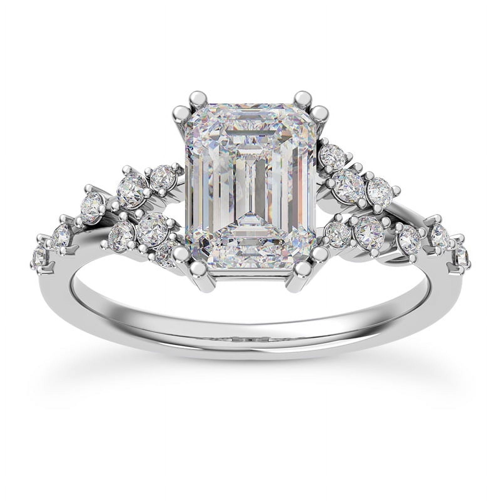 Split Rin G Alor Jewel 2.13 Ct Emerald Cut Lab-Created Simulated Diamond Solitaire ...