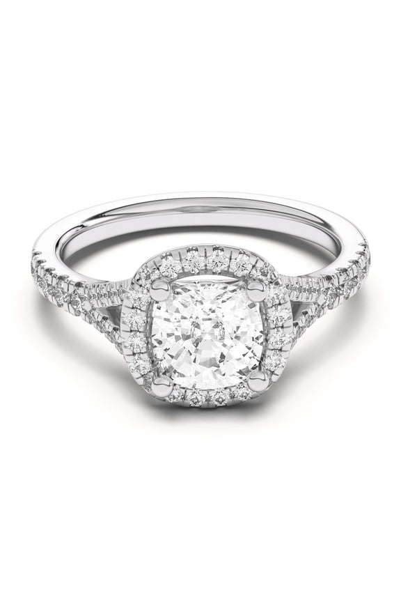 2 Ct Cushion Cut Lab Created Diamond Solitaire Ring - 14K White Gold Over Ring - Engagement Ring for Women - Classic Proposal Ring for Her - Wedding Ring - Lab Created Diamond Jewelry