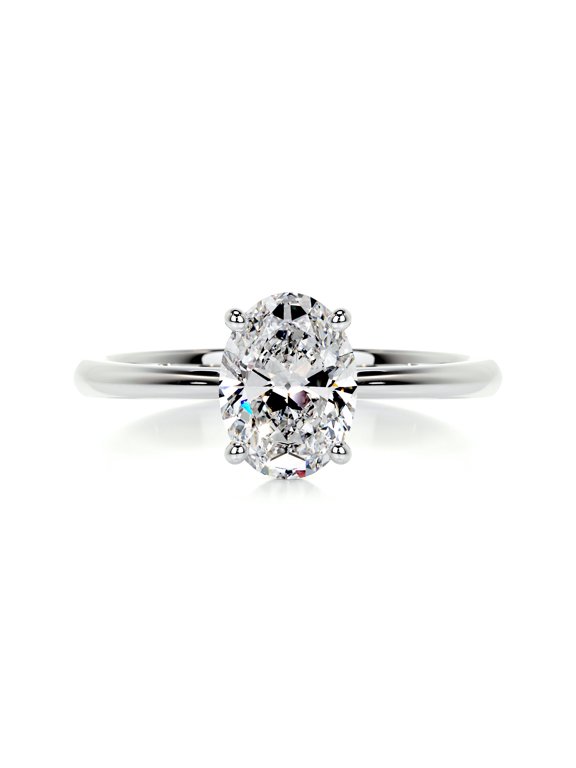 2 Ct Oval Excellent Cut Lab-Created Simulated Diamond Solitaire Wedding Ring 14K White Gold Plated Ring for Her