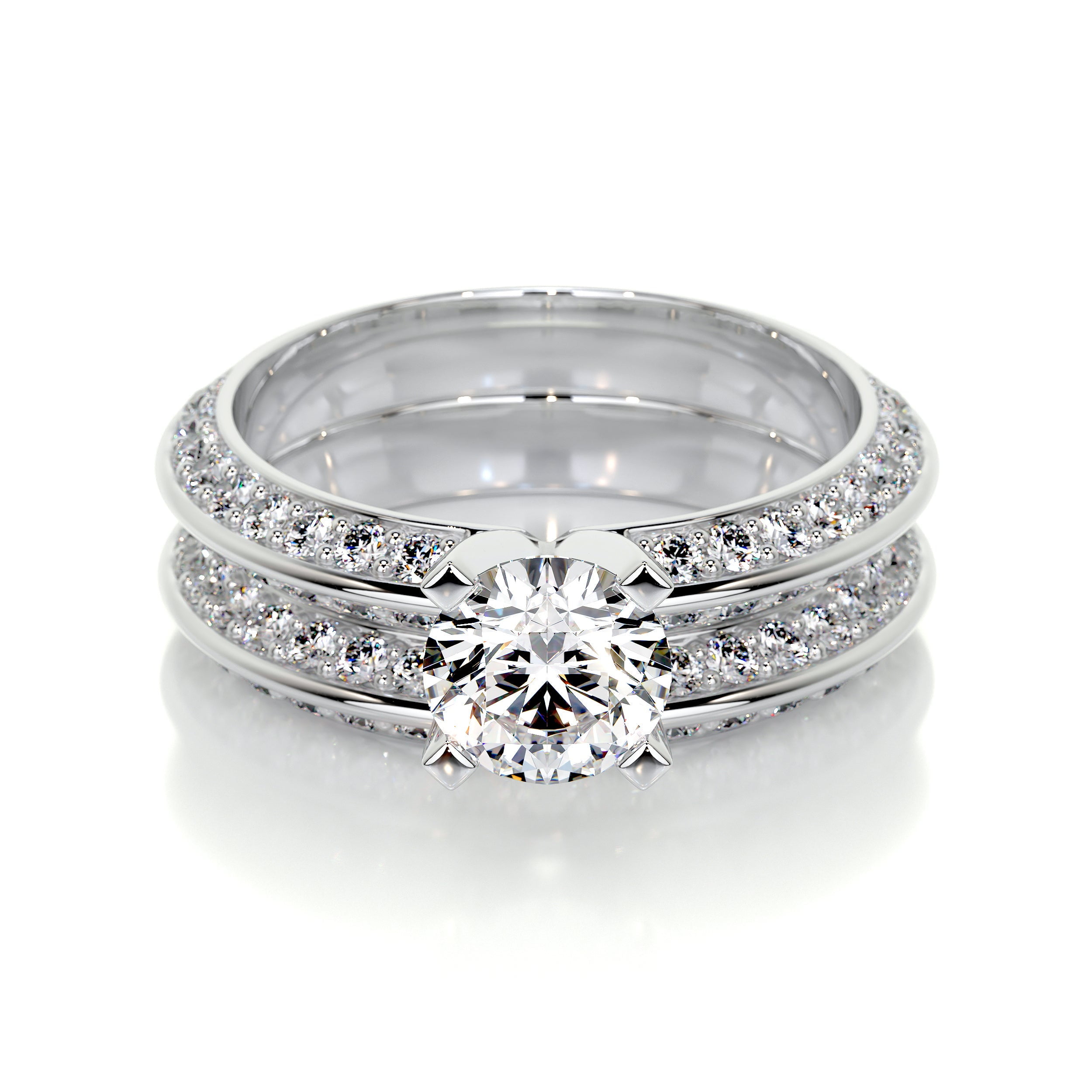 Alor Jewel Anniversary Gift - 14K White Gold Plated Ring - Round Cut ...