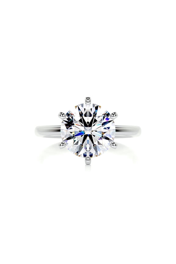Brilliant 2 Ct Round Cut Moissanite Ring - Moissanite Ring for Her - 14K White Gold Plated Ring - Solo Stone Moissanite Ring for Her - Solitaire Moissanite Ring for Her - Gift for Her