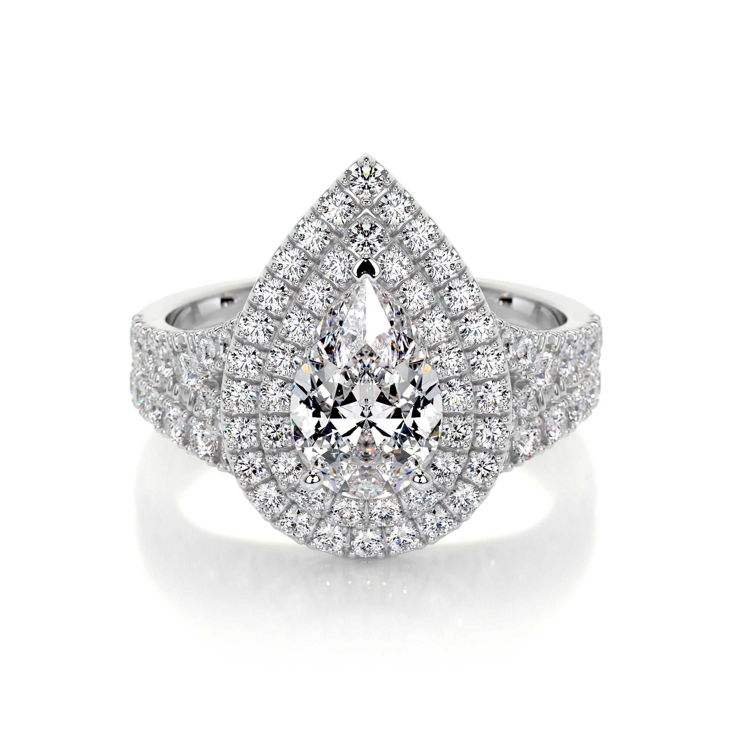 Alor Jewel Double Halo Pear Cut Eternity Band Moissanite Ring for Her ...