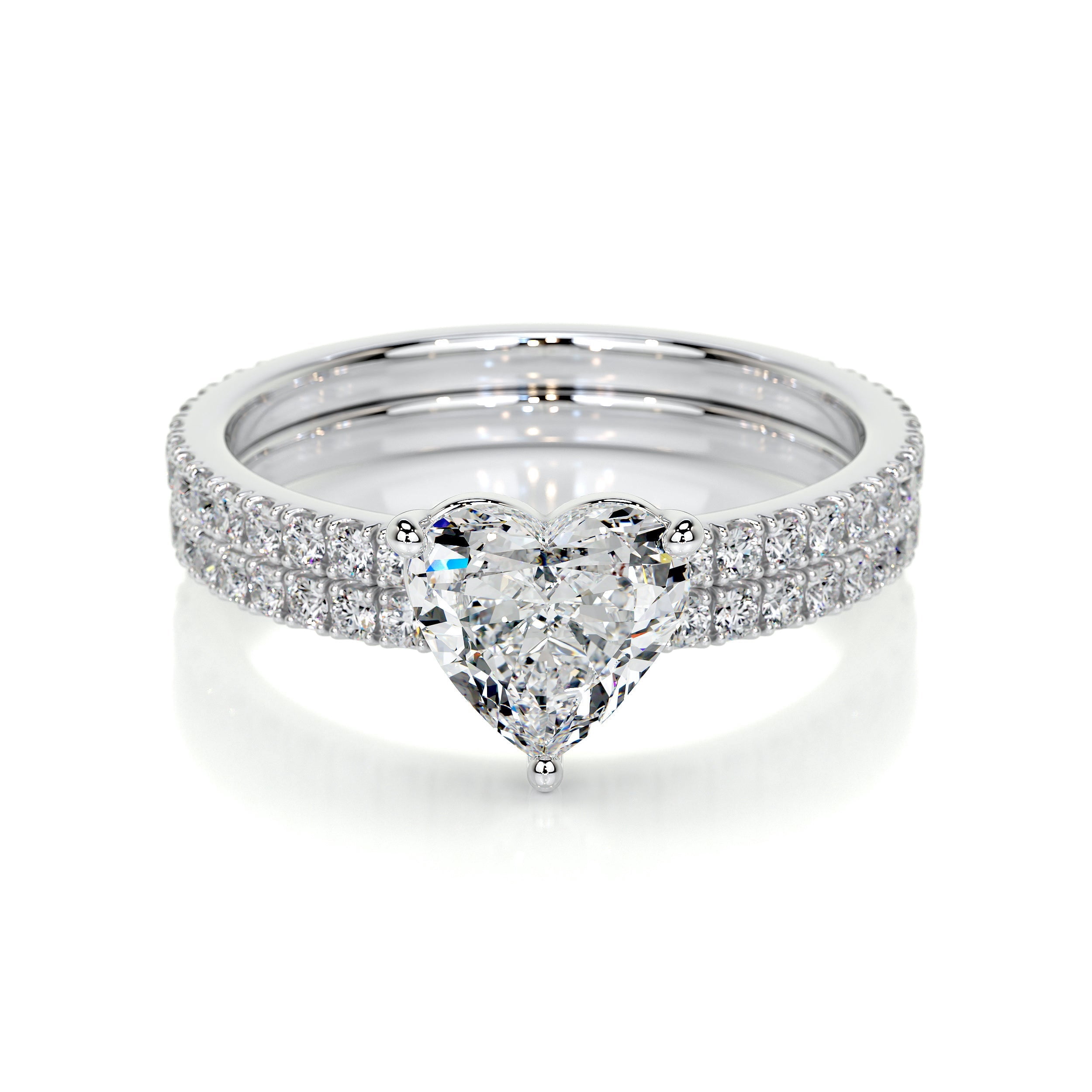 Alor Jewel Elegant 1.9 Ct Heart Cut Two Eternity Moissanite Engagement ...