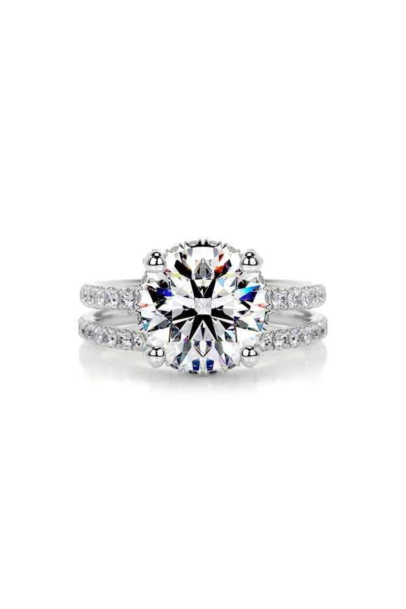 Elegant 2 Ct Round Cut Hidden Halo Two Eternity Moissanite Ring - Crafted with Moissanite in 14K Gold Plated - Ideal for Engagements and Special Gift for Women's