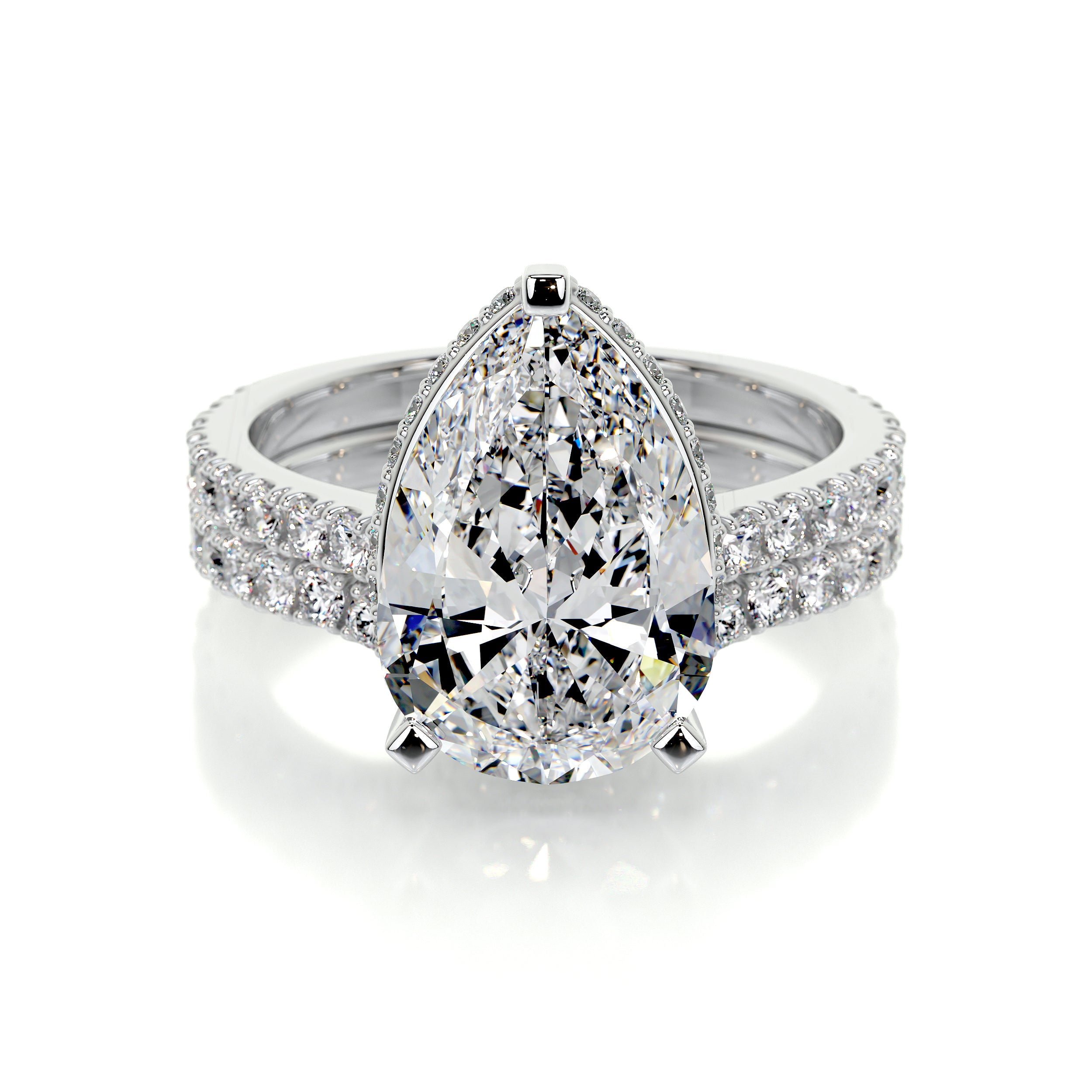 Alor Jewel Elegant Hidden Halo Pear Cut Eternity Band Moissanite Ring ...