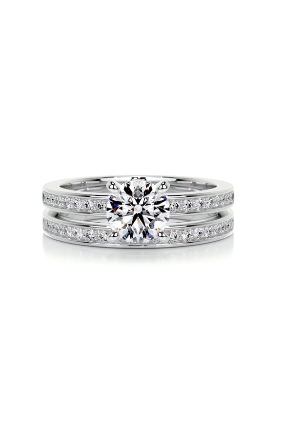 Elegant Round Cut Eternity Bezel Setting Moissanite Ring for Her - 1.8 Ct Moissanite - 14K White Gold Plated - Women's Engagement Ring - Ideal Gift for Special Occasions