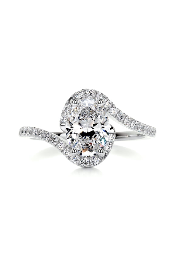 Oval Cut Excellent 2.3 Ct Moissanite Ring for Her - Wedding Ring - 14K White Gold Plated Moissanite Ring for Her - Bypass Moissanite Ring for Her - Engagement Wedding Moissanite Ring