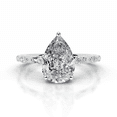 thumbnail image 1 of Alor Jewel Pear Cut Excellent 2 Ct Moissanite Ring for Women's - Anniversary Gift - 14K White Gold Plated Ring for Her - Solitaire with Accent Moissanite Ring - Engagement Wedding Moissanite Ring, 1 of 4