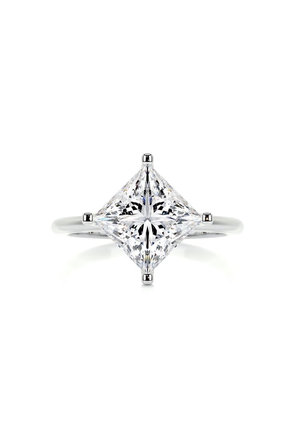 Princess Cut Excellent 1.9 Ct Moissanite Ring For Women's - 14K White Gold Plated Moissanite Ring - Solitaire Moissanite Ring - Solo Stone Moissanite Ring for Her - Moissanite Ring