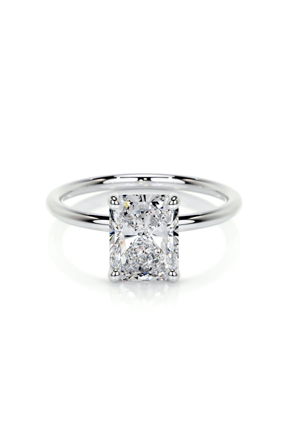 Radiant Cut Excellent 2 Ct Moissanite Ring For Women's - 14K White Gold Plated Moissanite Ring - Solitaire Moissanite Ring - Solo Stone Moissanite Ring for Her - Moissanite Ring for Her