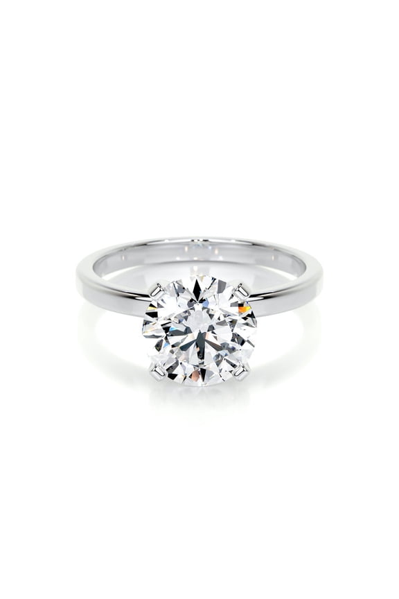 Round Cut Brilliant 1.9 Ct Moissanite Ring For Women's - 14K White Gold Plated Ring - Solitaire Moissanite Ring - Solo Stone Moissanite Ring for Her - Moissanite Ring for Ring for Her