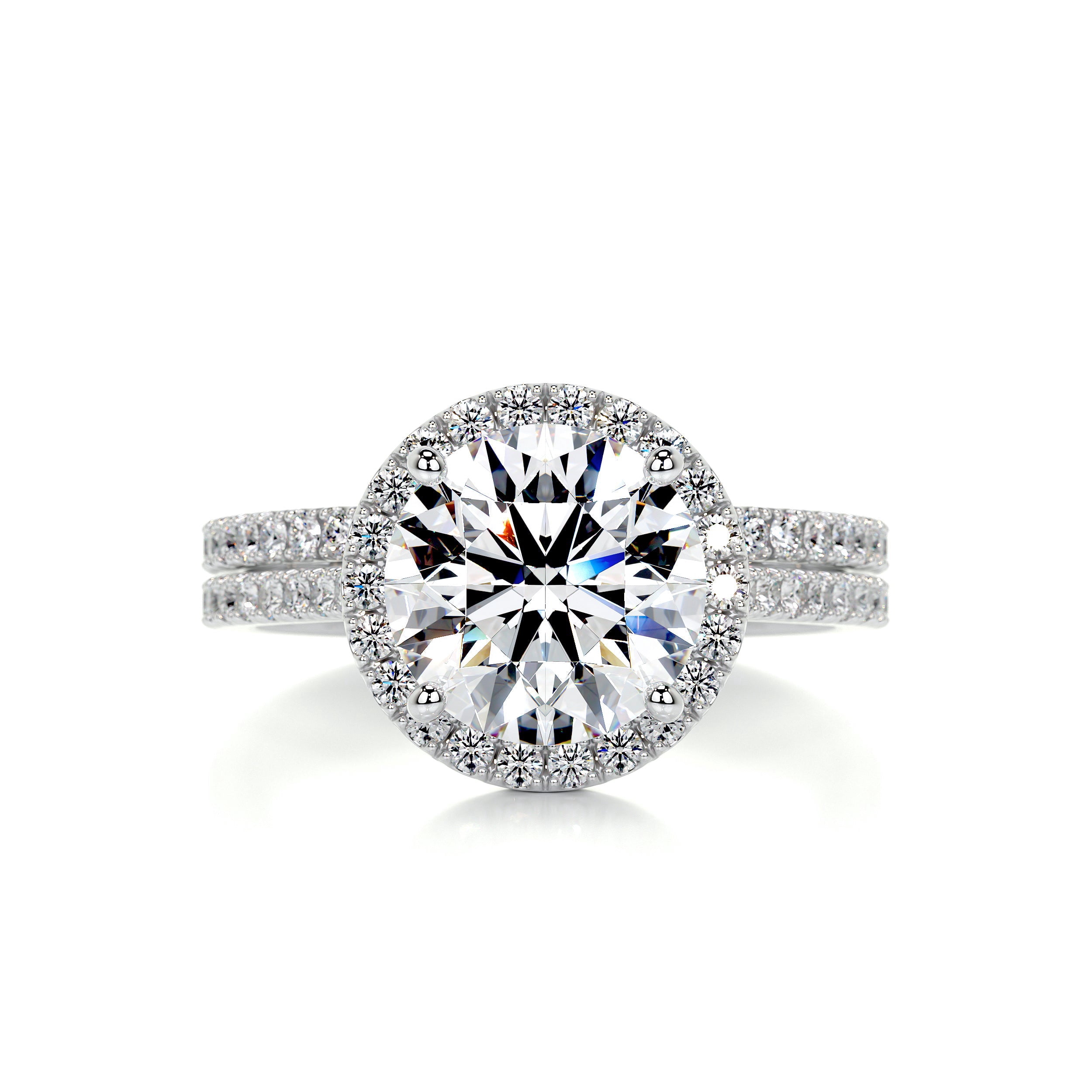 Alor Jewel Round Cut Halo Two Eternity Band Moissanite Ring - 2.1 Ct ...