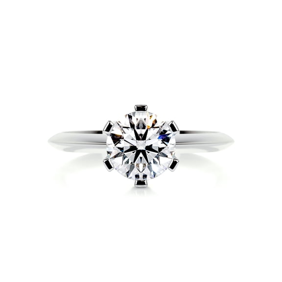 Alor Jewel Solitaire Moissanite Ring - 14K White Gold Plated Moissanite Ring - Brilliant 1.9 Ct Round Cut Moissanite Ring - Solo Moissanite Ring for Her - Solitaire Engagement Wedding Ring