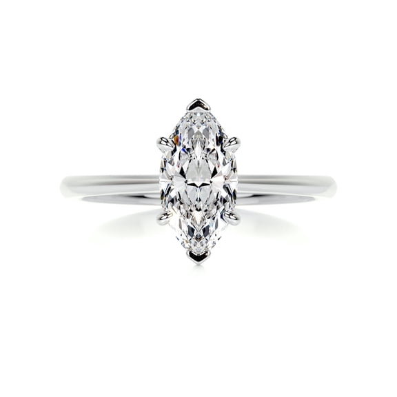 Alor Jewel Solitaire Moissanite Rings - Solo Moissanite Rings - Excellent 1.9 Ct Marquise Cut Moissanite Rings - 14K White Gold Plated Moissanite Rings - Solitaire Engagement Wedding Rings