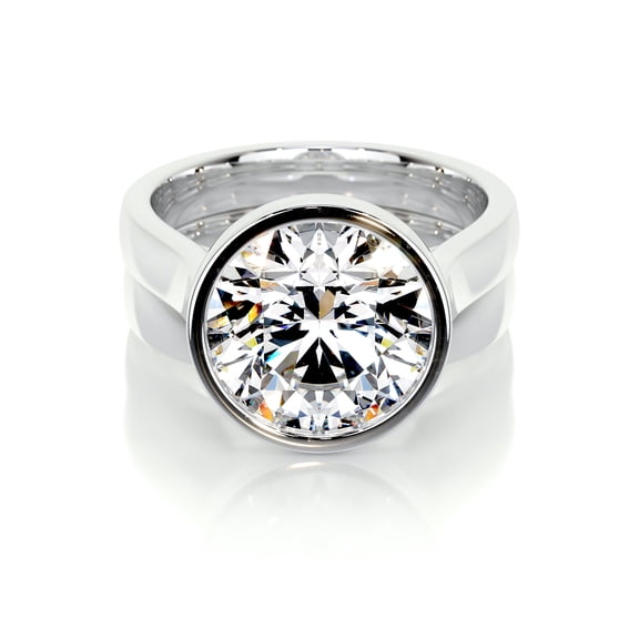 Alor Jewel Solo Moissanite Ring for Her - Brilliant 2.2 Ct Round Cut Moissanite Ring - 14K White Gold Plated Moissanite Ring - Solitaire Moissanite Ring - Solitaire Engagement Wedding Ring