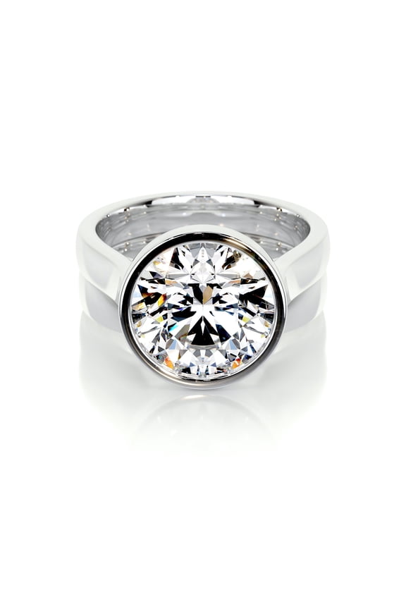 Solo Moissanite Ring for Her - Brilliant 2.2 Ct Round Cut Moissanite Ring - 14K White Gold Plated Moissanite Ring - Solitaire Moissanite Ring - Solitaire Engagement Wedding Ring