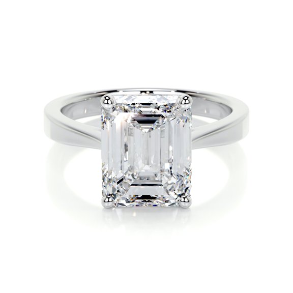 Alor Jewel Solo Moissanite Rings - Excellent 2.2 Ct Radiant Cut Moissanite Ring - Simple Solitaire Moissanite Rings - 14K White Gold Plated Moissanite Ring - Solitaire Engagement Wedding Silver Ring