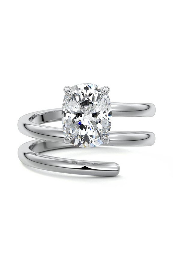 Stamped 14K White Gold Plated Engagement Ring - Cushion Cut 1.6 Ct Moissanite Wedding Ring - Swiral Moissanite Women's Ring - Gifts for Women's