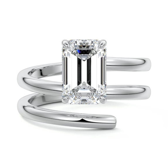 Alor Jewel Stamped 14K White Gold Plated Wedding Ring - 1.9 Ct Emerald Cut Moissanite Engagement Ring - Women's Anniversary Ring - Moissanite Ring for Women's