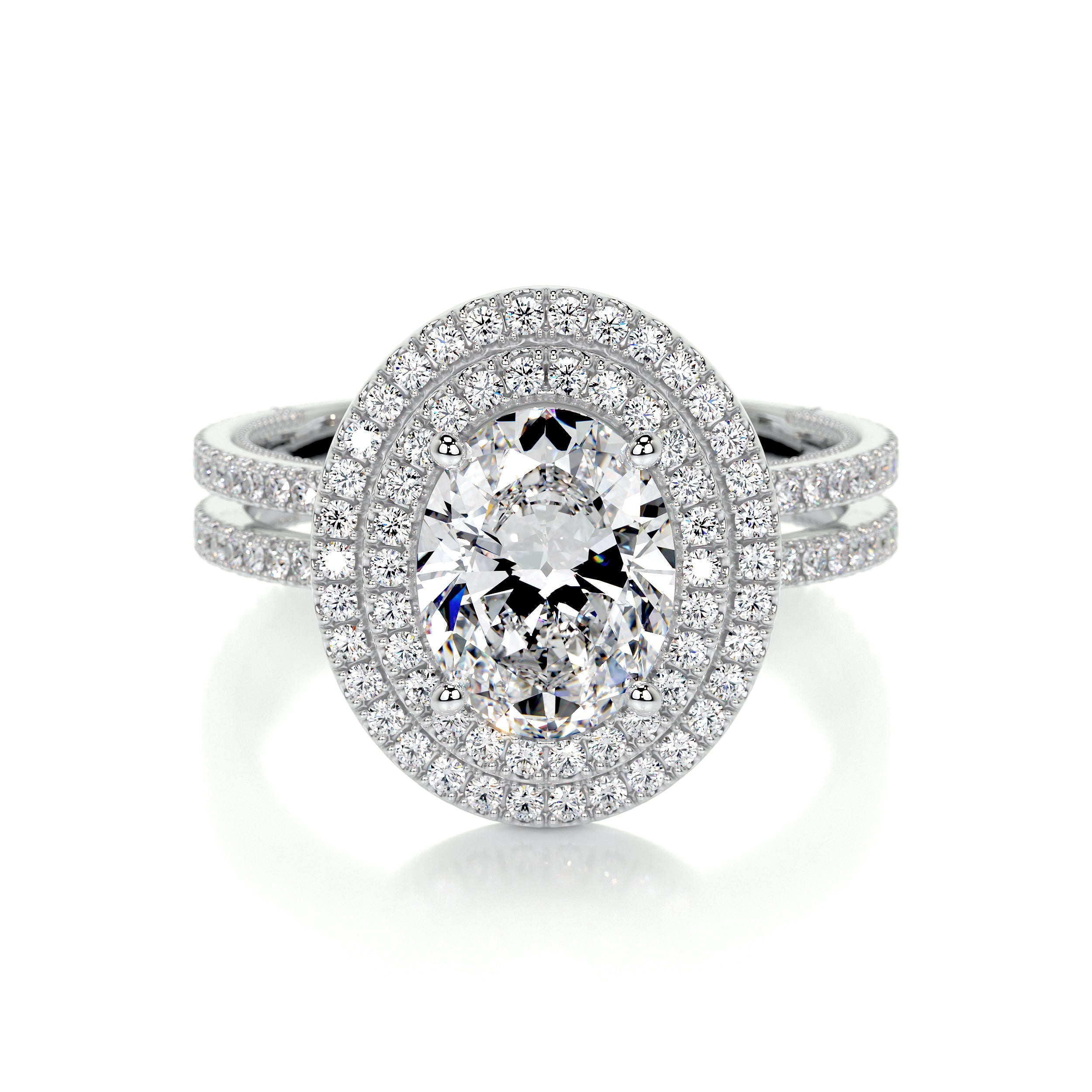 Alor Jewel Wedding Ring - 14K White Gold Plated Ring - 2.1 Ct Oval Cut ...