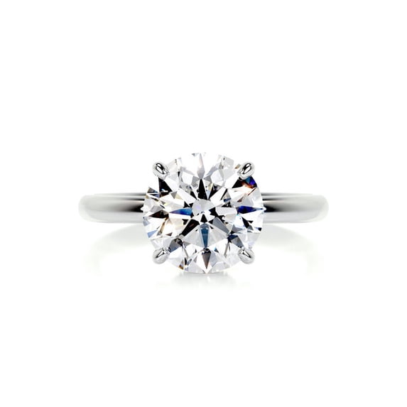Alor Jewel Wedding Ring - 14K White Gold Plated Ring for Her - 2 Ct Round Cut Moissanite - Solitaire with Accent Moissanite Ring for Women's - Eternity Moissanite Ring for Her