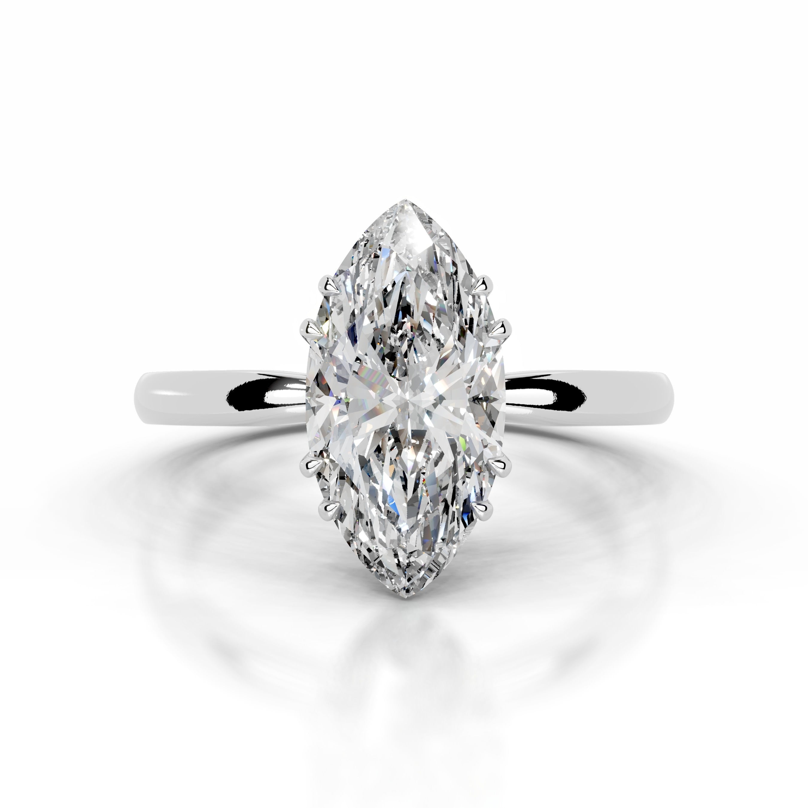Alor Jewel Wedding Ring - 2.1 Ct Marquise Cut Moissanite - 14K White ...
