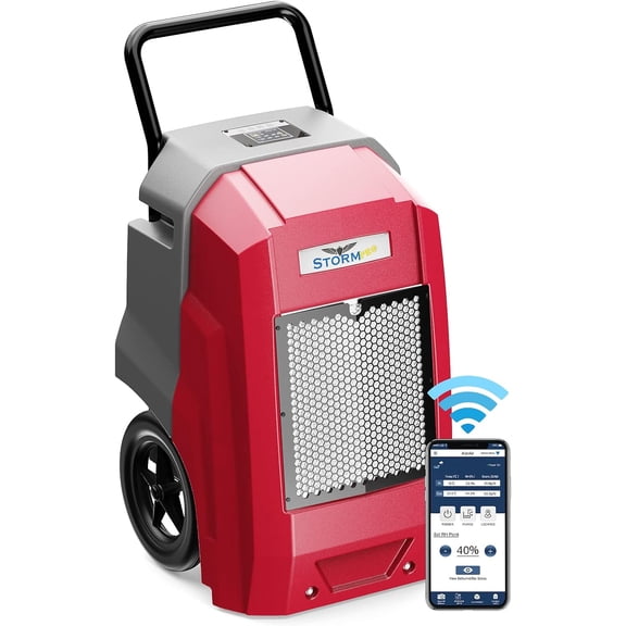 ALORAIR 180 Pints Commercial Dehumidifier with Pump Drain Hose, Smart Wi-Fi Dehumidifier for Large Basement, Industrial or Commercial Space, Smart Wi-Fi, 5 Years Limited Warranty, Red