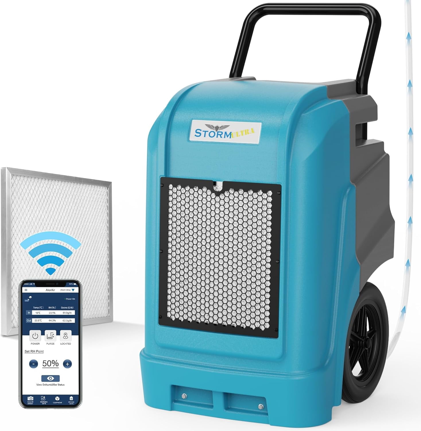 AlorAir 190PPD Commercial Dehumidifier with Pump & Drain Hose, APP Control Smart WiFi Industrial Dehumidifier for Home, Basements, Garages, Job Sites, 5 Years Limited Warranty