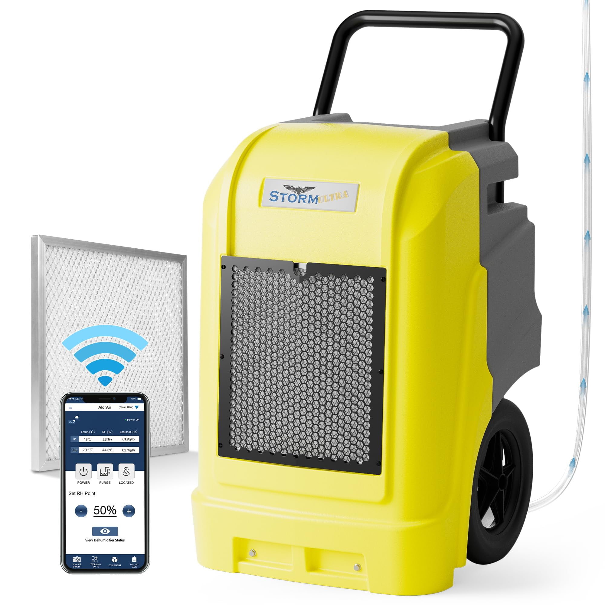 AlorAir Commercial Dehumidifier with Pump Drain Hose, 190 Pints Smart WiFi Industrial Dehumidifiers Large Capacity for Basements, Garages, Mall & Job Sites, 5 Years Limited Warranty