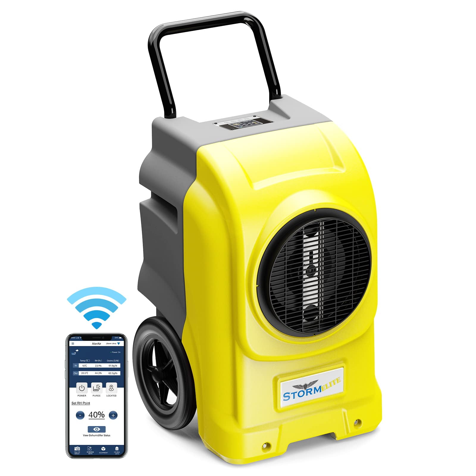 AlorAir 270 Pints Storm Elite Commercial Dehumidifiers for Large Room or Basements, Yellow