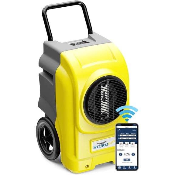 ALORAIR 270 Pints Commercial Dehumidifiers for Large Room or Basements, Industrial Large Dehumidifier with Pump and Drain Hose, Dehumidifiers with Smart Wi-Fi, , with Smart App Control, Yellow