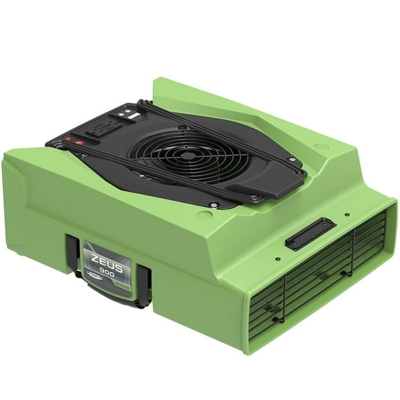 ALORAIR Zeus 900 Air Mover Commercial Blower for Carpets, Walls, Plumbing Use, Variable Speed Floor Blower Fan, 950 CFM with 1.8 Amps, Circuit Breaker Protection,on-Board Duplex GFCI, Green