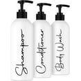 thumbnail image 1 of Alora 16oz Refillable Shampoo and Conditioner Bottles - Set of 3 - White - Easy to read Lettering - Pump Bottle Dispenser for Shampoo, Conditioner, Body Wash - Empty Plastic Refillable Containers, 1 of 7