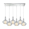 thumbnail image 1 of Elk Lighting Alora 6 Light Rectangle Pendant In Polished Chrome With Opal White Glass Inside Clear Glass 56500/6RC, 1 of 2