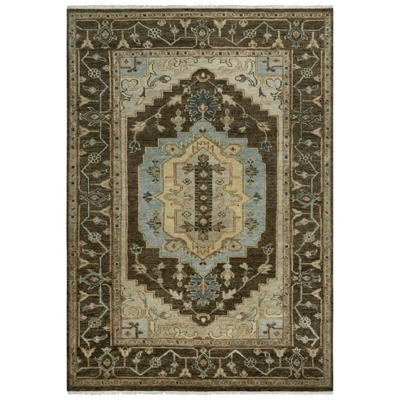Alora Decor Abby 10' x 14' Dk. Brown/Brown/Blue Hand Knotted Area Rug
