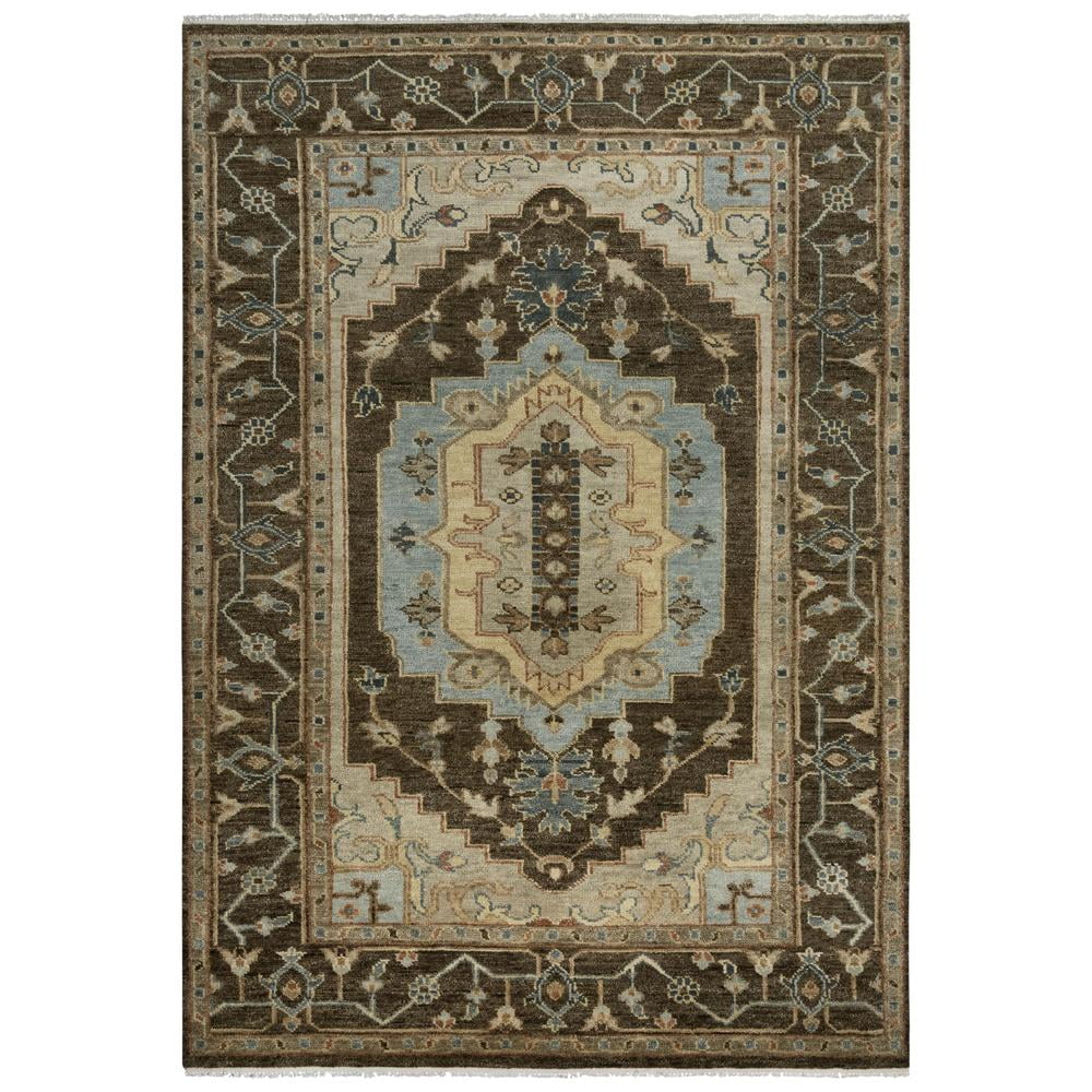 Abby 6' x 9' Light Blue and Dark Brown Hand-Knotted Wool Rug