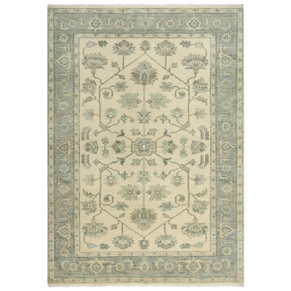 Alora Decor Abby 6' x 9' Traditional Ivory/Blue/Beige/Gray Hand Knotted Area Rug