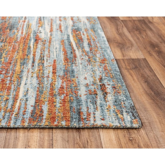 Alora Decor Alure 8' x 10' Abstract Blue/Blue/Apricot Hybrid Area Rug