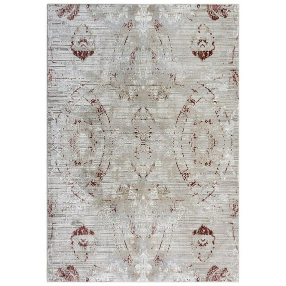 Alora Decor Annex 7'9" x 9'9" Gray/Beige/Beige/Red Power Loomed Area Rug