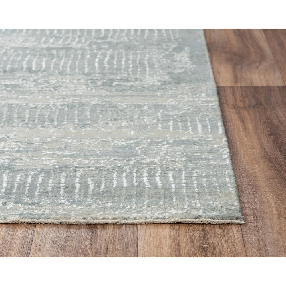 Aurora Gray and Cream Hand-Knotted Wool Blend 8' x 10' Area Rug