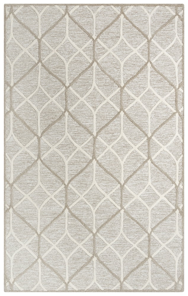 Handmade Geometric Brown Wool 5' x 7'6" Tufted Area Rug