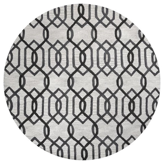 Alora Decor Berlin 10' Round Trellis Grey/Gray/Rust/Blue Hand-Tufted Area Rug